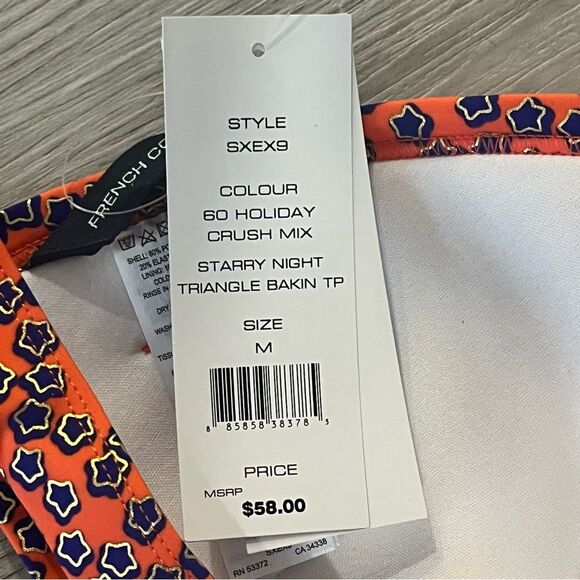 NWT French Connection Starry Night Triangle Bikini Top Size Medium - Picture 7 of 7